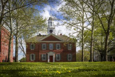 The 1767 Chowan County Courthouse pictured in spring