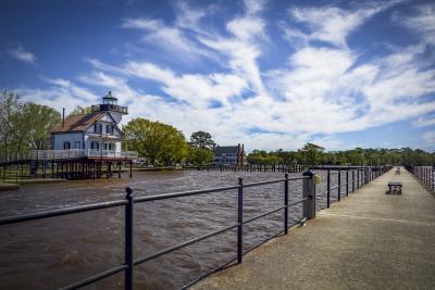 A photo of Edenton Harbor from the breakwater