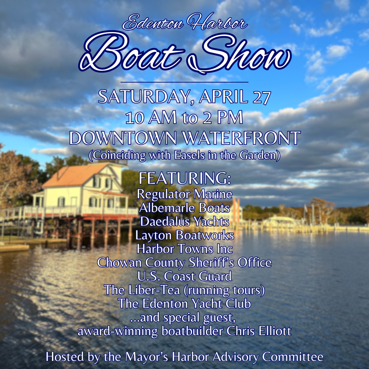 A flyer advertising the Edenton Harbor Boat Show on April 27, 2024